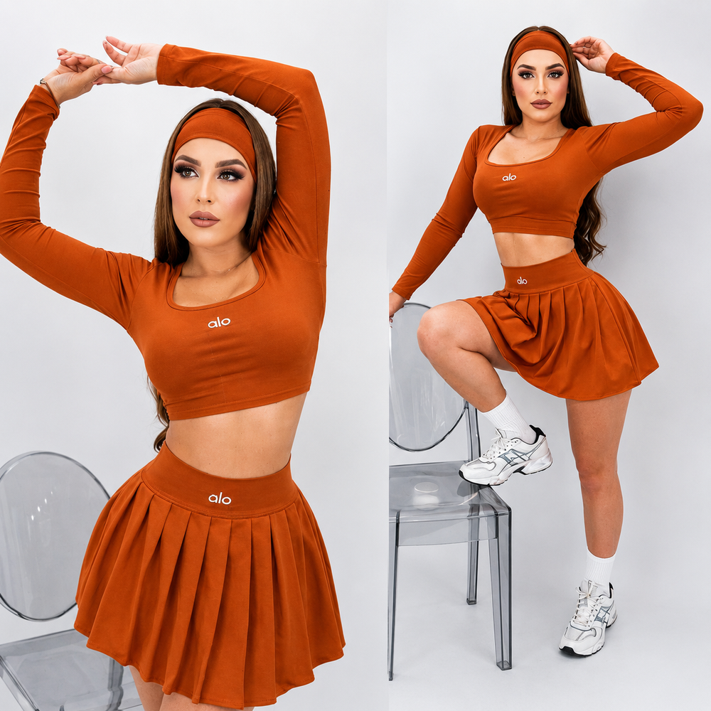 Conjunto de falda alo con top mangas larga